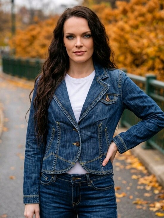 Tommy Hilfiger Jackets & Blazers - Tommy Hilfiger ✦ Denim Tailored Jacket ✦ Blue Striped Elbow Patch Structured M